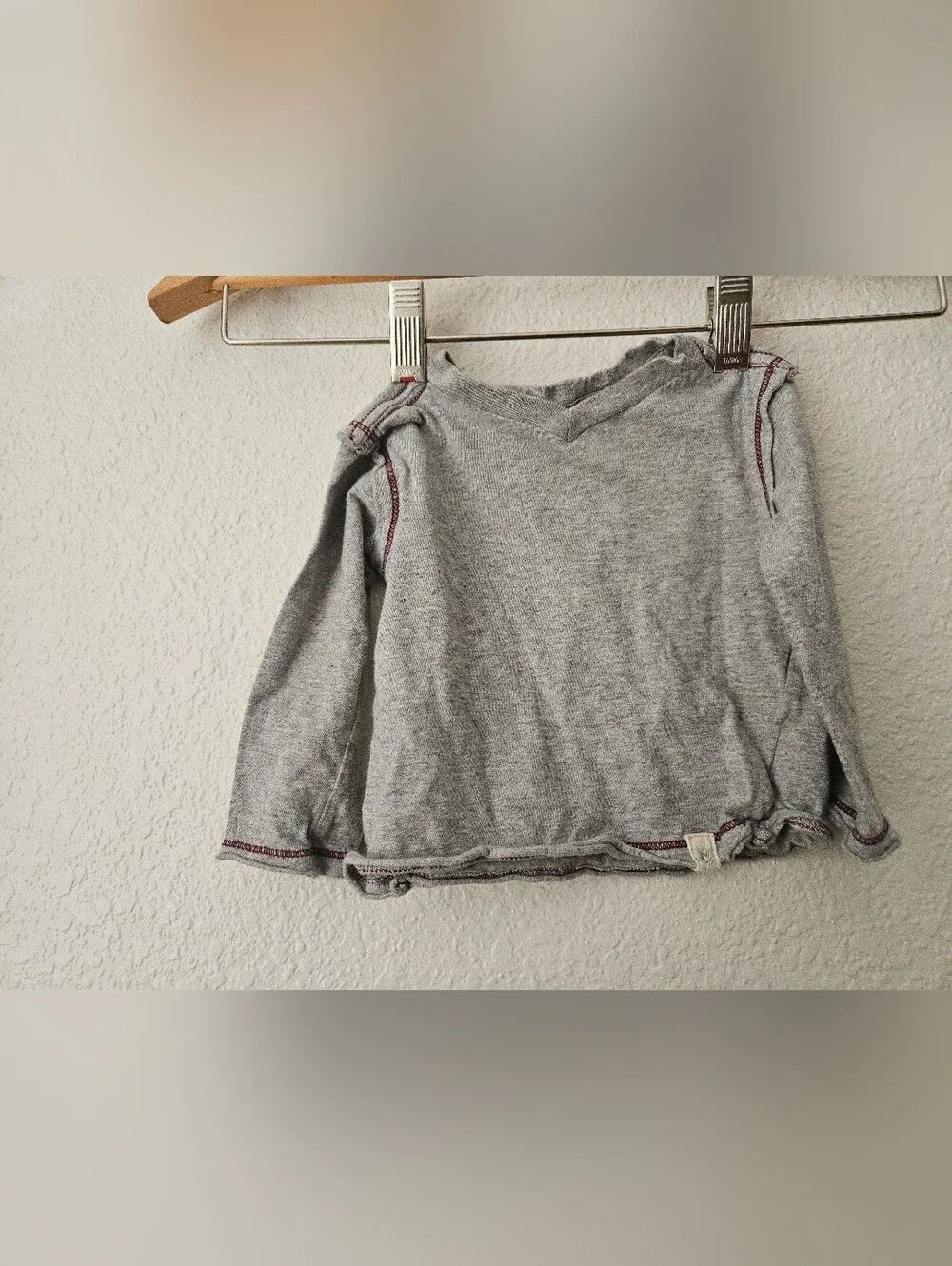 burts bees organic cotton gray long sleeve top, 3 - 6 months